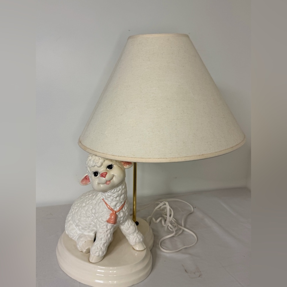 Vintage 1975 Byron Molds Large Ceramic Lamb Lamp 22”